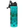 Metallic water bottle with safety lid, 850ml aluminum