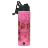 Metallic water bottle with safety lid, 850ml aluminum