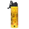 Metallic water bottle with safety lid, 850ml aluminum