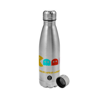 Pacman waka waka waka, Metallic water bottle, stainless steel, 750ml