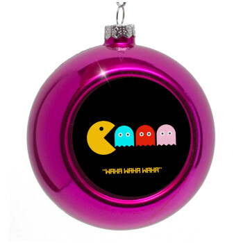 Pacman waka waka waka, Purple Christmas tree ornament bauble 8cm