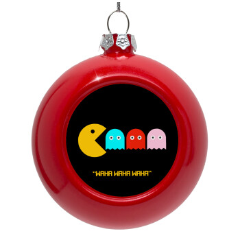 Pacman waka waka waka, Red Christmas tree ornament bauble 8cm