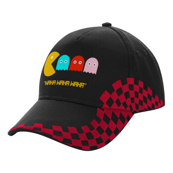 Pacman waka waka waka, Adult Cap RACING Ultimate Black/Red, (100% COTTON DRILL, ADULT, UNISEX, ONE SIZE)