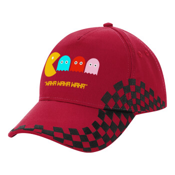 Pacman waka waka waka, Adult Cap RACING Ultimate Red/Black, (100% COTTON DRILL, ADULT, UNISEX, ONE SIZE ADULT)