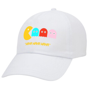Pacman waka waka waka, Καπέλο Ενηλίκων Baseball Λευκό 5-φύλλο (POLYESTER, ΕΝΗΛΙΚΩΝ, UNISEX, ONE SIZE)