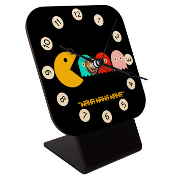 Pacman waka waka waka, Επιτραπέζιο ρολόι σε φυσικό ξύλο (10cm)