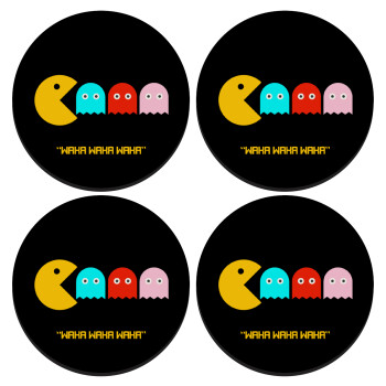 Pacman waka waka waka, SET of 4 round wooden coasters (9cm)