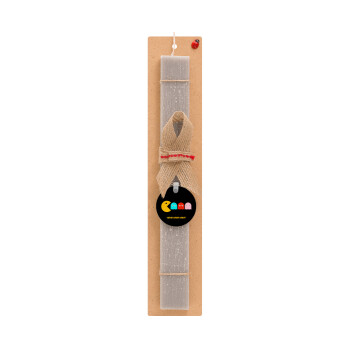 Pacman waka waka waka, Easter Set, wooden keychain & scented Easter candle flat (30cm) (GRAY)