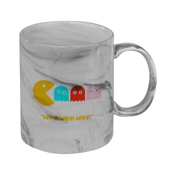 Pacman waka waka waka, Κούπα κεραμική, marble style (μάρμαρο), 330ml