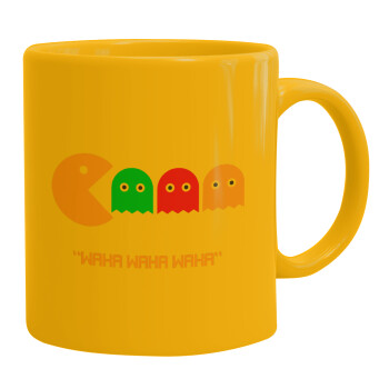 Pacman waka waka waka, Ceramic coffee mug yellow, 330ml (1pcs)