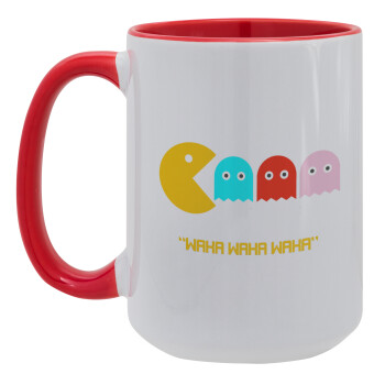 Pacman waka waka waka, Κούπα Mega 15oz, κεραμική Κόκκινη, 450ml