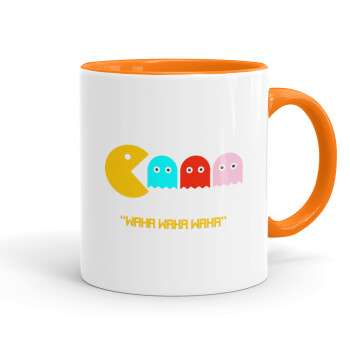 Pacman waka waka waka, Κούπα χρωματιστή πορτοκαλί, κεραμική, 330ml