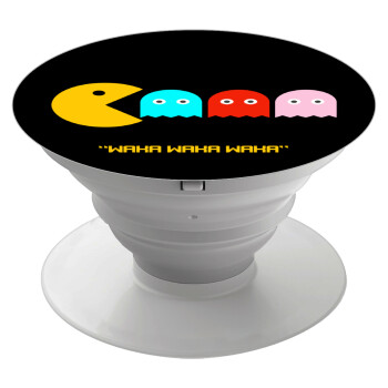 Pacman waka waka waka, Phone Holders Stand  White Hand-held Mobile Phone Holder
