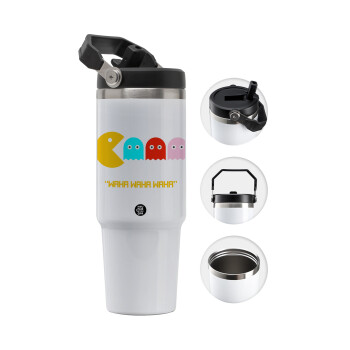 Pacman waka waka waka, 30oz stainless Steel Tumbler with Handle