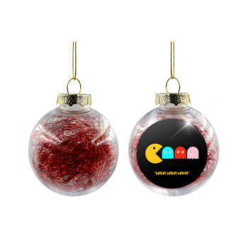 Pacman waka waka waka, Χριστουγεννιάτικη μπάλα δένδρου διάφανη με κόκκινο γέμισμα 8cm
