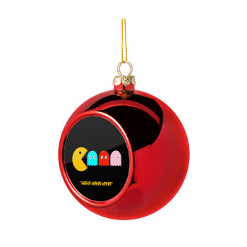 Pacman waka waka waka, Χριστουγεννιάτικη μπάλα δένδρου Κόκκινη 8cm