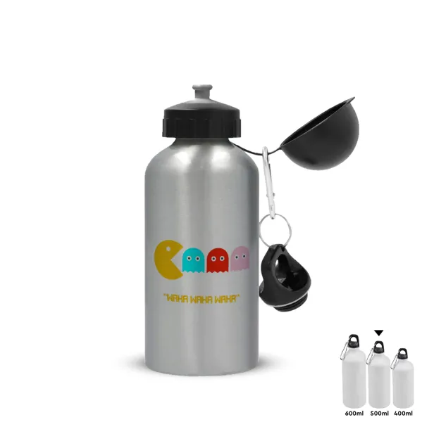Pacman waka waka waka — Metallic water jug, Silver, aluminum 500ml