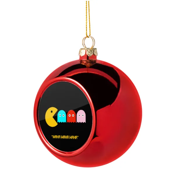 Pacman waka waka waka — Χριστουγεννιάτικη μπάλα δένδρου Κόκκινη 8cm