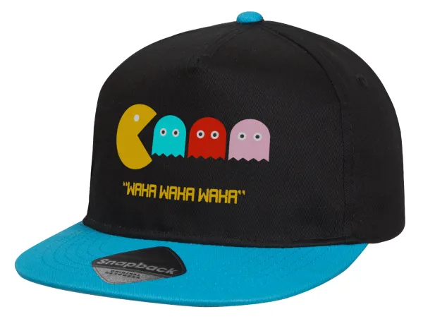 Pacman waka waka waka — Child's Flat Snapback Hat, Black/Blue (100% COTTON, CHILD, UNISEX, ONE SIZE)