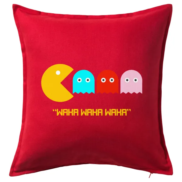 Pacman waka waka waka — Μαξιλάρι καναπέ Κόκκινο 100% βαμβάκι, περιέχεται το γέμισμα (50x50cm)