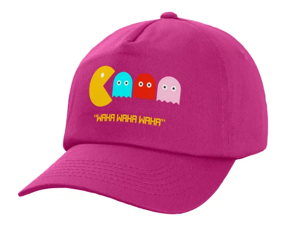 Pacman waka waka waka — Children's Baseball Cap, 100% Cotton Twill, Fuchsia (COTTON, CHILDREN'S, UNISEX, ONE SIZE)