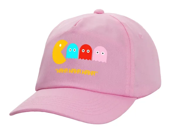 Pacman waka waka waka — Adult Baseball Cap, 100% Cotton, PINK (COTTON, ADULT, UNISEX, ONE SIZE)