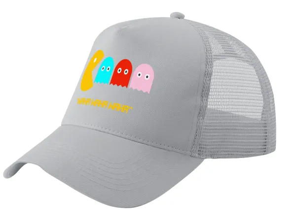 Pacman waka waka waka — Adult Structured Trucker Hat, with Mesh, GRAY (100% COTTON, ADULT, UNISEX, ONE SIZE)