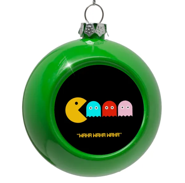 Pacman waka waka waka — Green Christmas tree ornament bauble 8cm