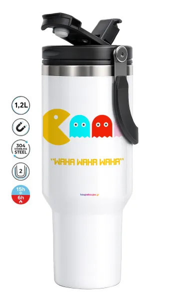 Pacman waka waka waka — Mega Travel Mug / Travel Mug, double walled (thermal) 1.2L