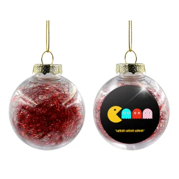 Pacman waka waka waka, Transparent Christmas tree ball ornament with red filling 8cm