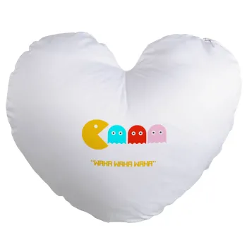 Pacman waka waka waka, Μαξιλάρι καναπέ καρδιά 40x40cm περιέχεται το  γέμισμα