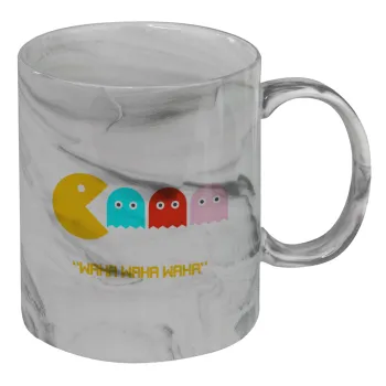 Pacman waka waka waka, Mug ceramic marble style, 330ml
