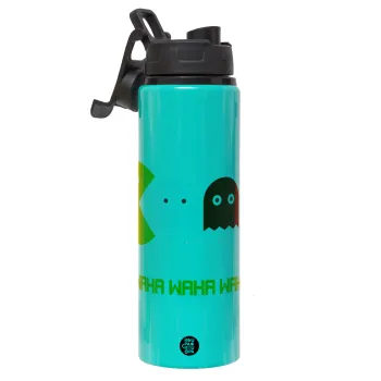 Pacman waka waka waka, Metallic water bottle with safety lid, 850ml aluminum