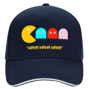 Pacman waka waka waka, DRILL Καπέλο Ενηλίκων Ultimate ΜΠΛΕ/ΛΕΥΚΟ, (100% ΒΑΜΒΑΚΕΡΟ, ΕΝΗΛΙΚΩΝ, UNISEX, ONE SIZE)