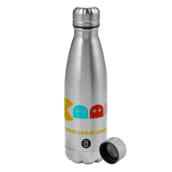 Pacman waka waka waka, Metallic water bottle, stainless steel, 750ml