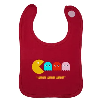 Pacman waka waka waka, Σαλιάρα με Σκρατς Κόκκινη 100% Organic Cotton (0-18 months)