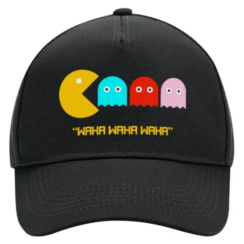 Pacman waka waka waka, Καπέλο Ενηλίκων Ultimate ΜΑΥΡΟ, (100% ΒΑΜΒΑΚΕΡΟ DRILL, ΕΝΗΛΙΚΩΝ, UNISEX, ONE SIZE)