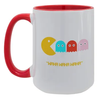 Pacman waka waka waka, Κούπα Mega 15oz, κεραμική Κόκκινη, 450ml