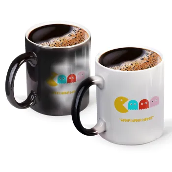 Pacman waka waka waka, Color changing magic Mug, ceramic, 330ml when adding hot liquid inside, the black colour desappears (1 pcs)