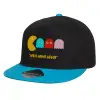 Child's Flat Snapback Hat, Black/Blue (100% COTTON, CHILD, UNISEX, ONE SIZE)