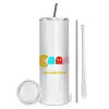 Tumbler ποτήρι θερμό από ανοξείδωτο ατσάλι 600ml, με μεταλλικό καλαμάκι & βούρτσα καθαρισμού