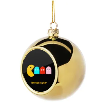 Pacman waka waka waka, Golden Christmas tree ball ornament 8cm