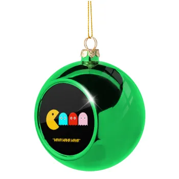 Pacman waka waka waka, Green Christmas tree ornament ball 8cm