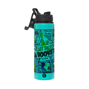 My Day Grinch, Metallic water bottle with safety lid, 850ml aluminum
