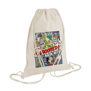 My Day Grinch, Backpack bag GYMBAG natural (28x40cm)