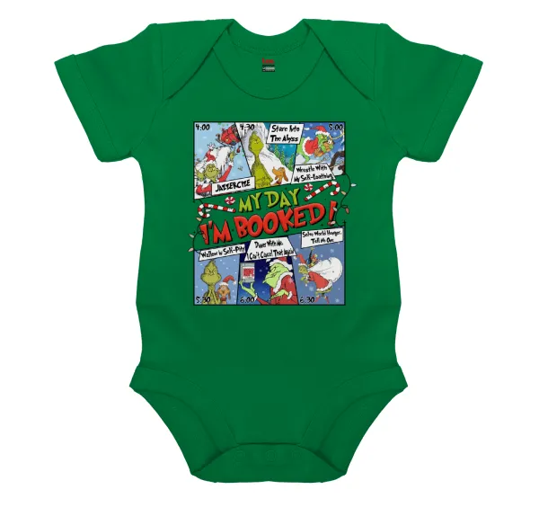 My Day Grinch — Short-sleeve baby bodysuit, GREEN, 100% organic cotton
