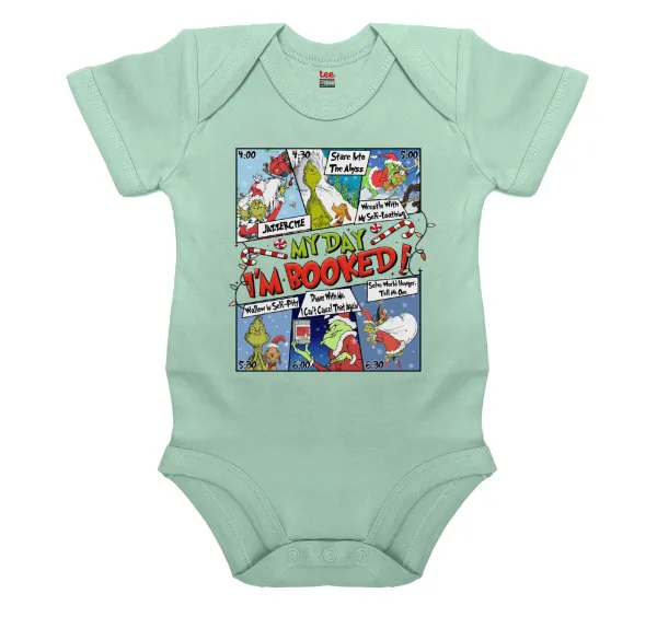 My Day Grinch — Short-sleeve baby bodysuit, 0-18 months, mint, 100% organic cotton