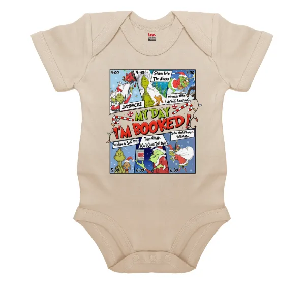 My Day Grinch — Short-sleeve baby bodysuit, 0-18 months, natural (ecru), 100% organic cotton