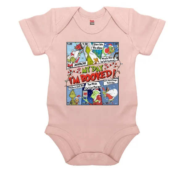 My Day Grinch — Short-sleeve baby bodysuit, 0-18 months, POWDER PINK, 100% organic cotton