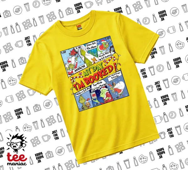 My Day Grinch — Κίτρινο Άνετο παιδικό T-Shirt από 100% βαμβάκι, για κάθε μέρα. Vegan & OEKO-TEX πιστοποιημένο.